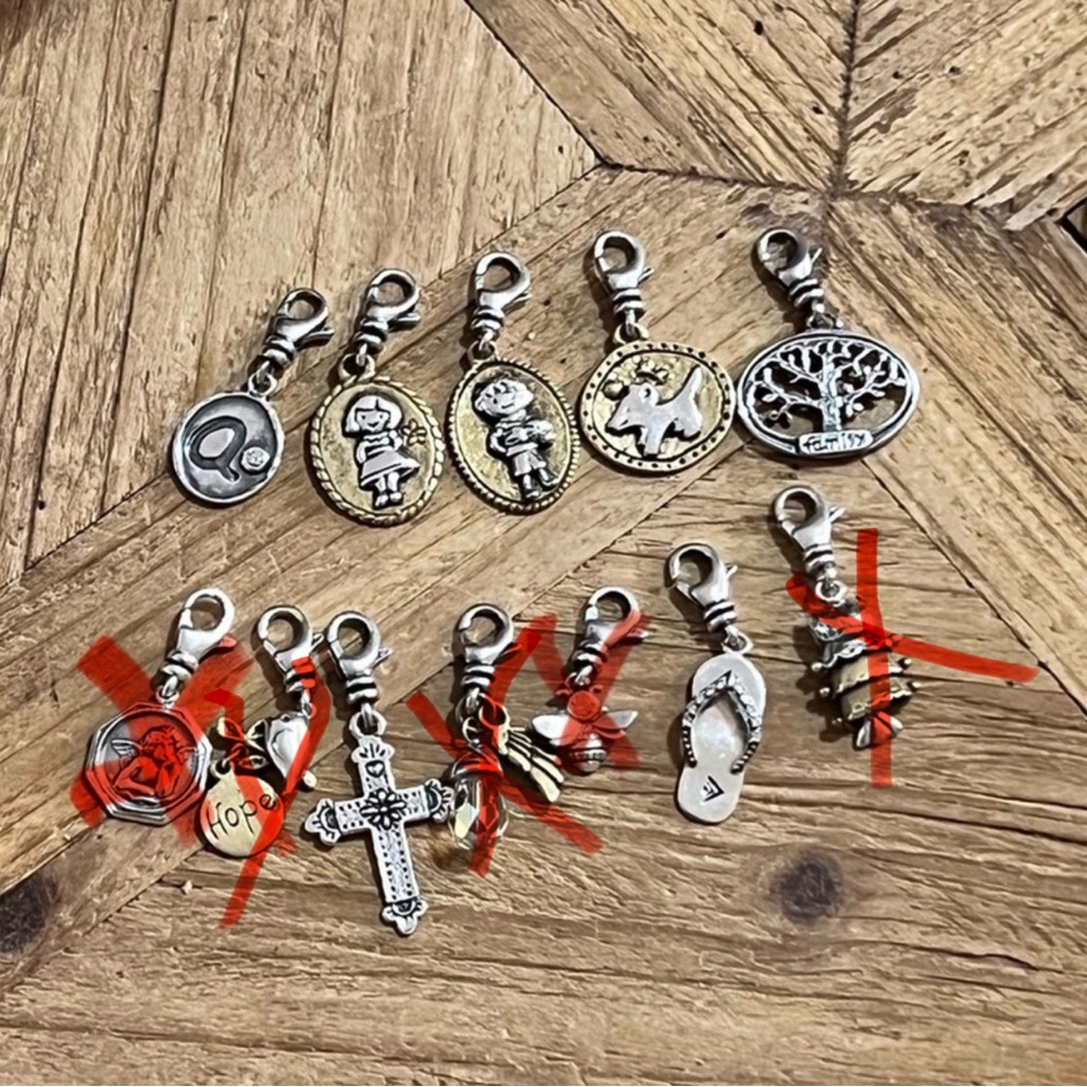 retired Silpada Sterling Silver Brass Charms boy girl dog tree cross U PICK
